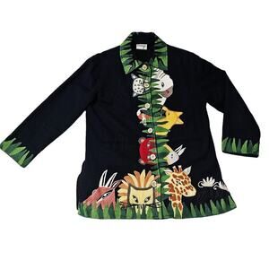 ANAGE Vintage Animals Embroidered All Over L/XL? Jackets. Boho. Art to wear. Fun